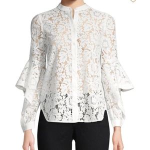 BCBGMaxazria Thelma White Lace Button Down